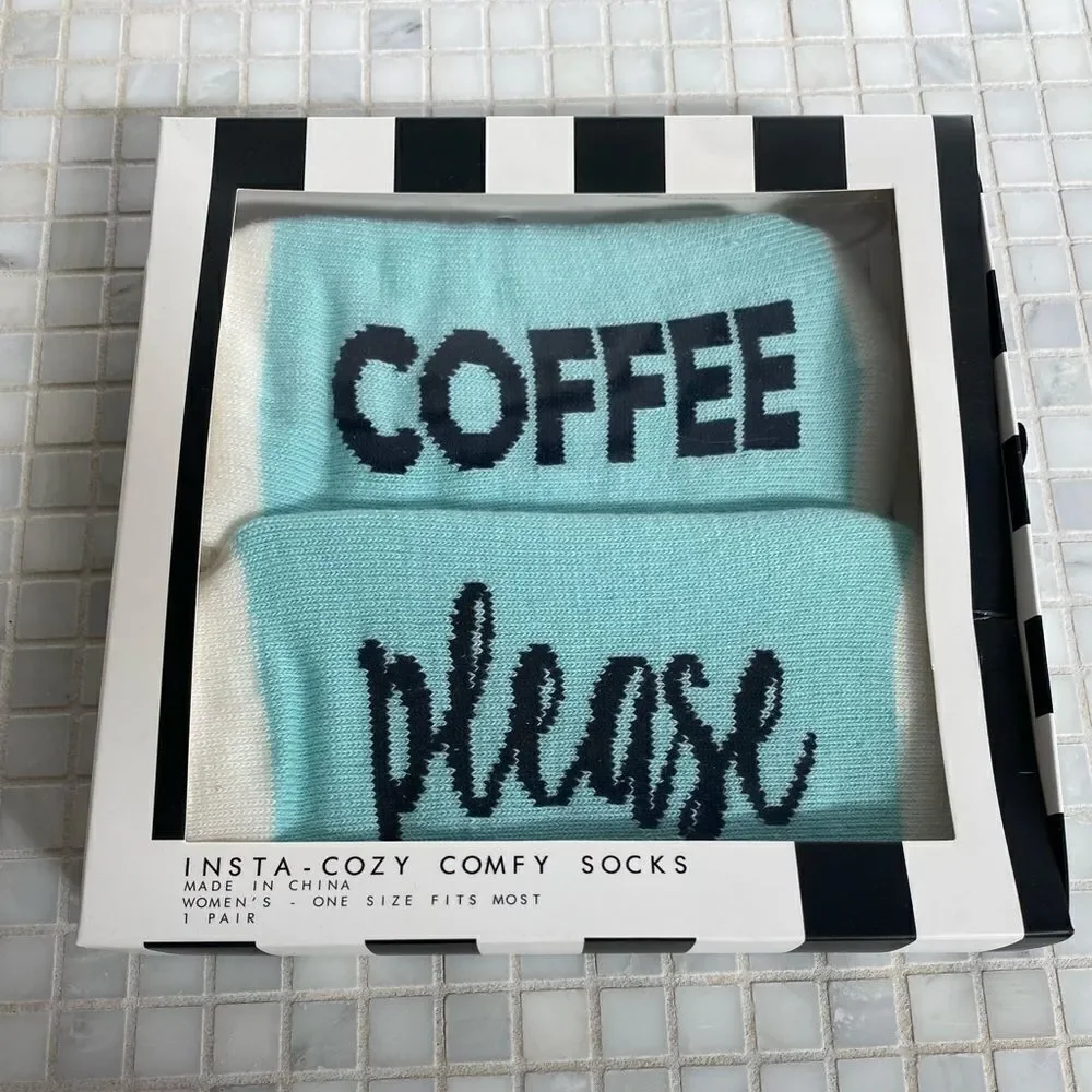 Coffee Please Novelty Comfy Socks NIB